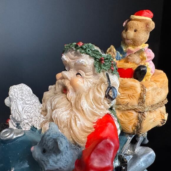 Vintage Chopper Motorcycle Biker Santa Claus With His Puppy & Kitty - Picture 6 of 10